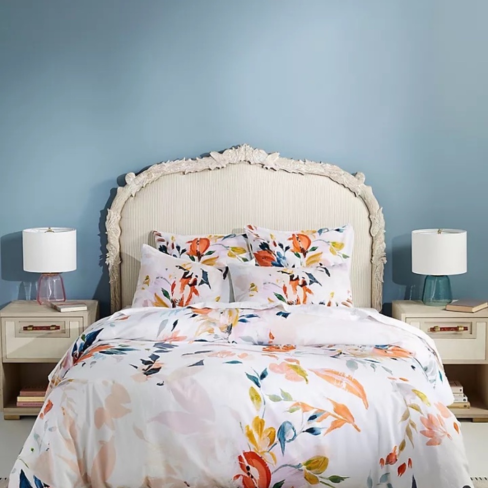 NWT Set/2 Anthropologie Briony Euro Pillow Sham Cotton Watercolor Floral Print - Picture 5 of 5